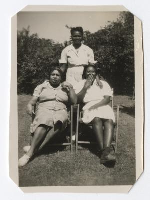Three women outside
