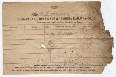 Abraham Robinson shipping bill, circa 1910 June