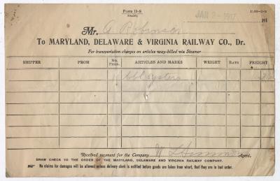 Abraham Robinson shipping bill, 1917 January 9