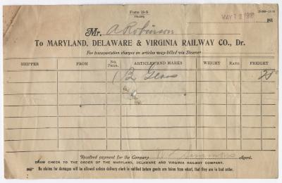 Abraham Robinson shipping bill, 1917 May 12