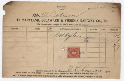 Abraham Robinson shipping bill, 1916 March 23
