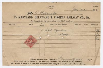 Abraham Robinson shipping bill, 1916 January 22