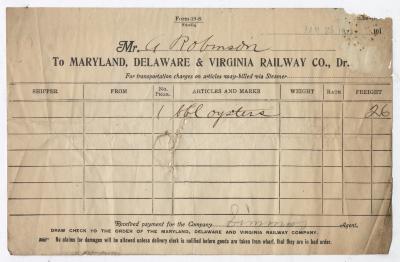 Abraham Robinson shipping bill, 1917 January 25
