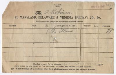 Abraham Robinson shipping bill, 1917 May 12