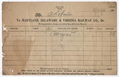 Abraham Robinson shipping bill, 1916 November 30