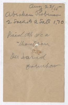 Receipt for Abraham Robinson, 1915 August 23