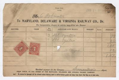 Abraham Robinson shipping bill, 1916 January 13