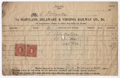Abraham Robinson shipping bill, 1916 March 30