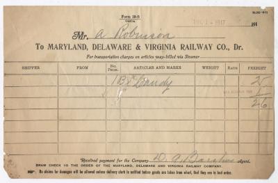 Abraham Robinson shipping bill, 1917 December 1