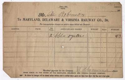 Abraham Robinson shipping bill, 1916 December 2