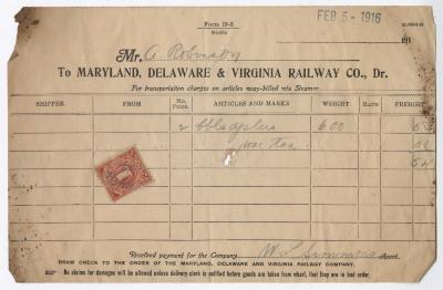 Abraham Robinson shipping bill, 1916 February 5