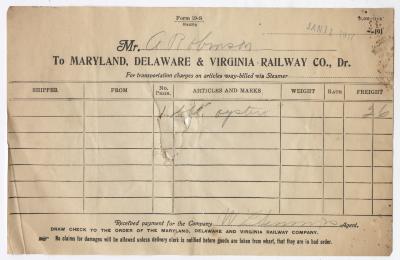 Abraham Robinson shipping bill, 1917 January 11