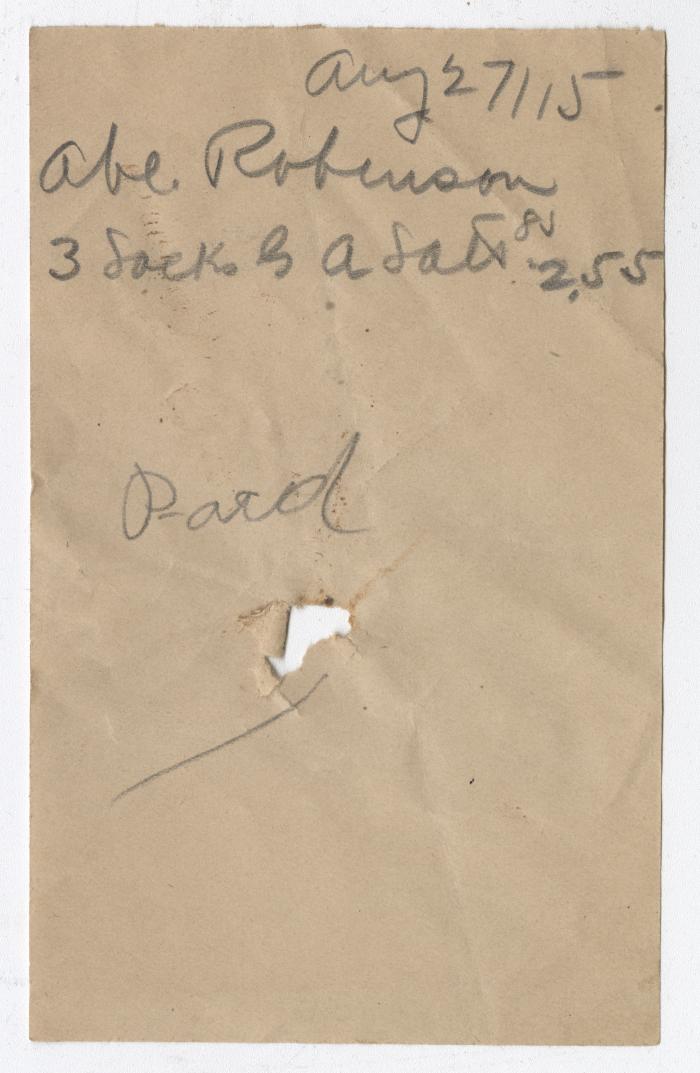 Receipt for Abraham Robinson, 1915 August 27