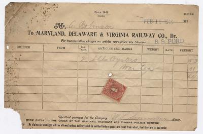 Abraham Robinson shipping bill, 1916 February 12