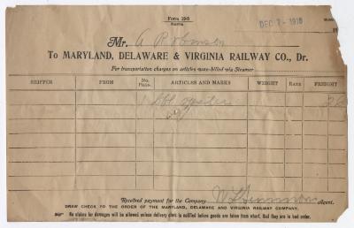Abraham Robinson shipping bill, 1916 December 7