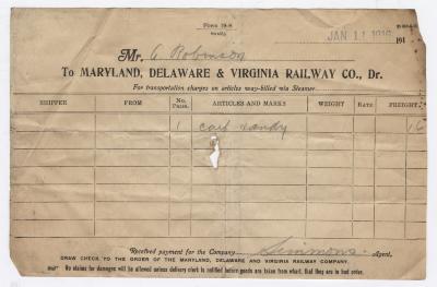 Abraham Robinson shipping bill, 1916 January 11