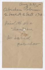 Receipt for Abraham Robinson, 1915 August 23