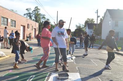 Painting of the Black Lives Matter street mural