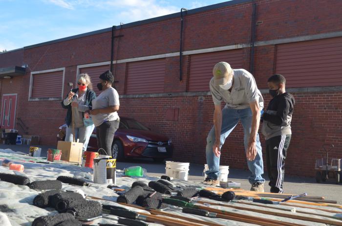 Handling materials for the Black Lives Matter street mural