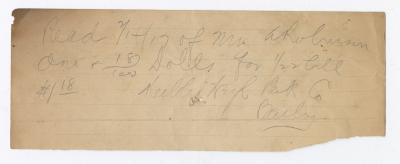 Abraham Robinson business notes, circa 1910