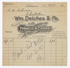 Wm. Deiches Tobacco receipt, 1914 October 16