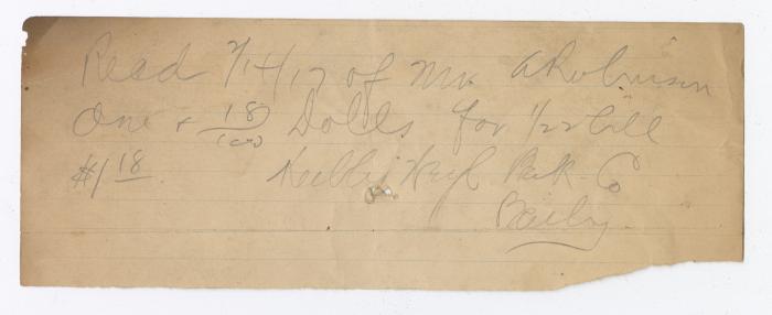 Abraham Robinson business notes, circa 1910