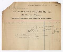 Blackway Brothers Bottling receipt, 1914 May 23