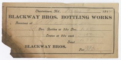 Blackway Brothers Bottling receipt, 1914 May 9