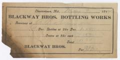 Blackway Brothers Bottling receipt, 1914 May 9
