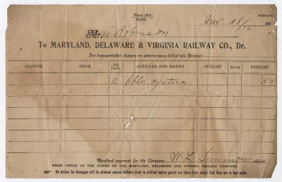 Abraham Robinson shipping bill, 1916 November 28