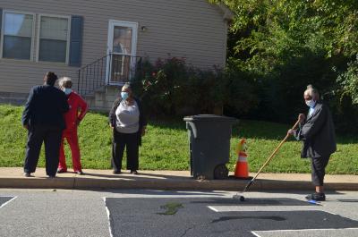Carolyn Brooks painting Black Lives Matter street mural