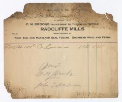 Radcliffe Mills bill, circa 1910 December