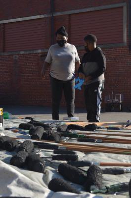 Paint rollers for the Black Lives Matter street mural