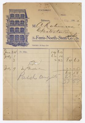 Ferris-Noeth-Stern Baking Company bill, 1914 August 15