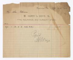Harry Boyd Insurance and Stock receipt, 1915 April 21