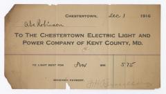 Chestertown Light and Power Company bill, 1916 December 1