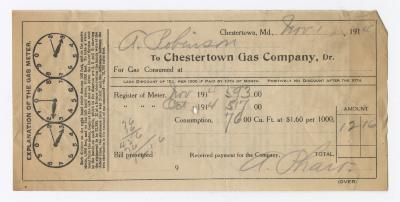 Chestertown Gas Company bill, 1914 November 1