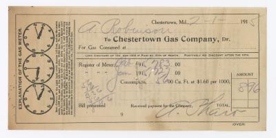 Chestertown Gas Company bill, 1915 February 1