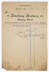 Blackway Brothers Bottling receipt, 1914 September 1