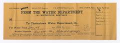 Chestertown Water Department receipt, 1914 December 31