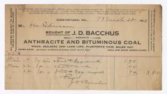 J. D. Bacchus coal statement, 1913 March 28 