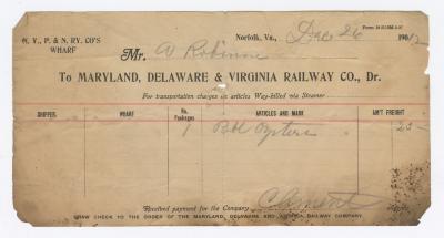 Abraham Robinson shipping bill, 1912 December 26