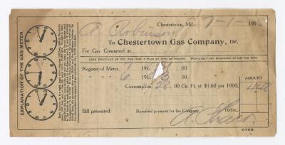Chestertown Gas Company bill, 1915 July 1