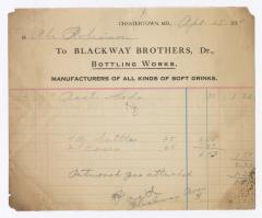 Blackway Brothers Bottling receipt, 1914 April 25