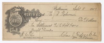 Check to Abraham Robinson, 1914 September 8