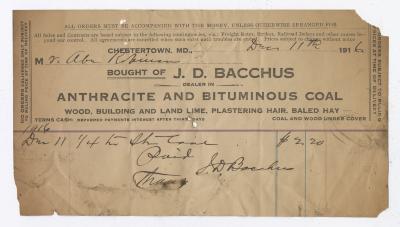 Bacchus coal statement, 1916 December 11 