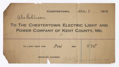 Chestertown Light and Power Company bill, 1916 December 1