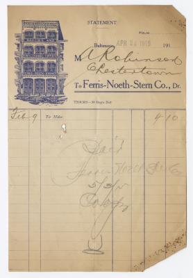 Ferris-Noeth-Stern Baking Company bill, 1915 April 24