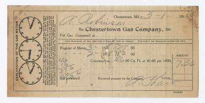 Chestertown Gas Company bill, 1915 March 1