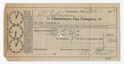 Chestertown Gas Company bill, 1914 October 1
